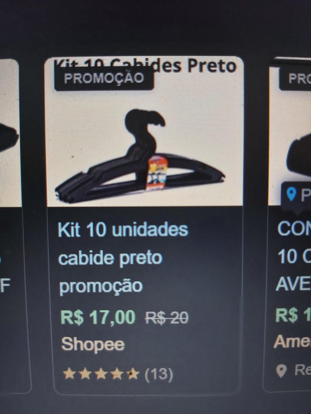 Kit 10 Cabides Preto