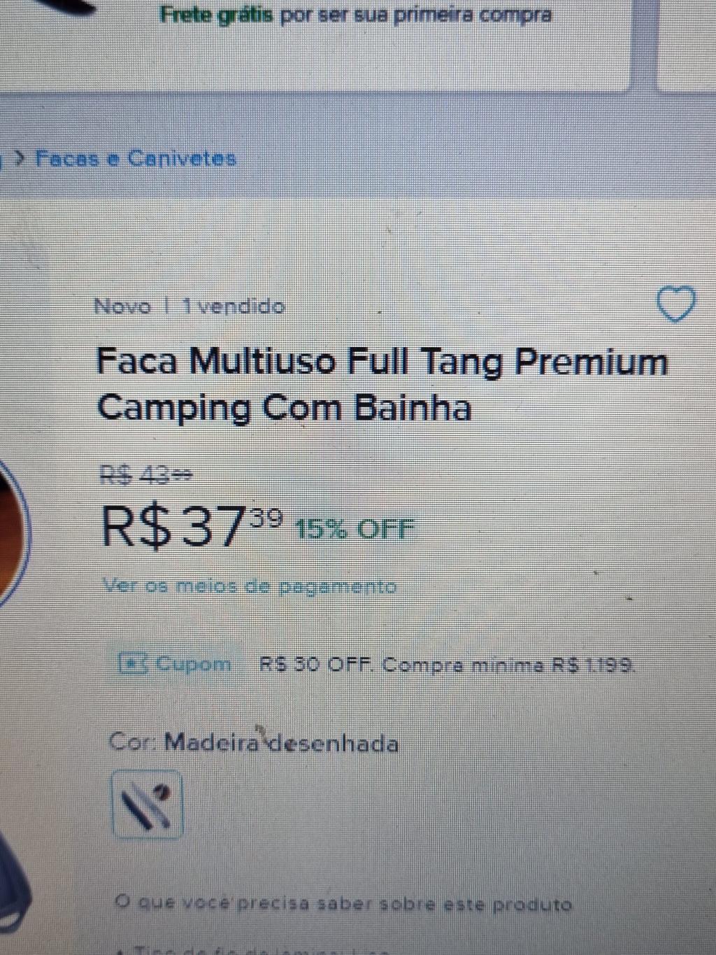 Faca Multiuso Full Tang Premium Camping com Bainha