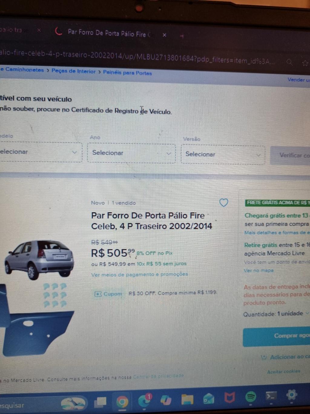 Par Forro De Porta Traseiro para Palio Fire Celeb 4 portas 2002-2014