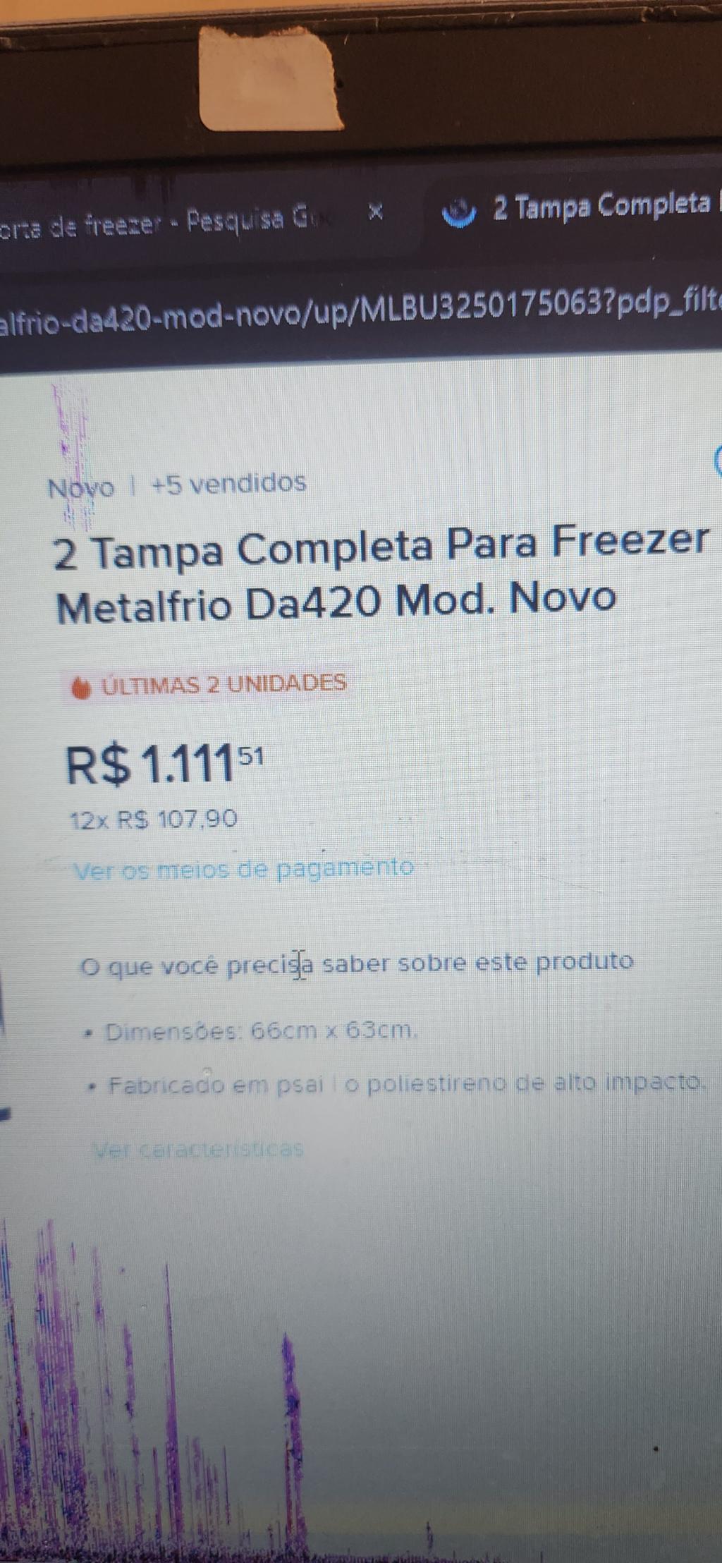 Tampa Completa Para Freezer Metalfrio Da420 Modelo Novo