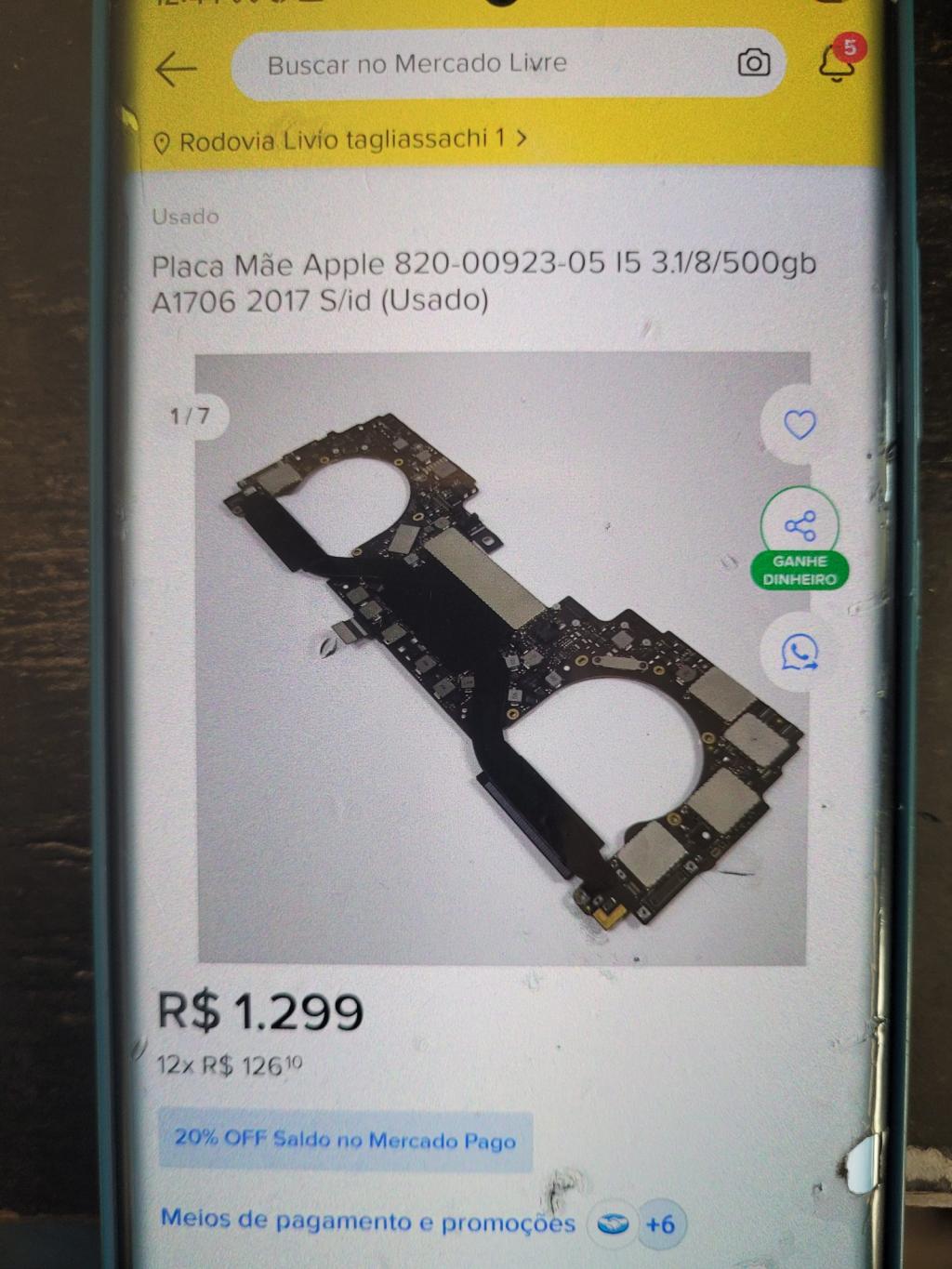 Placa Mãe Apple 820-00923-05 para MacBook Pro 2017