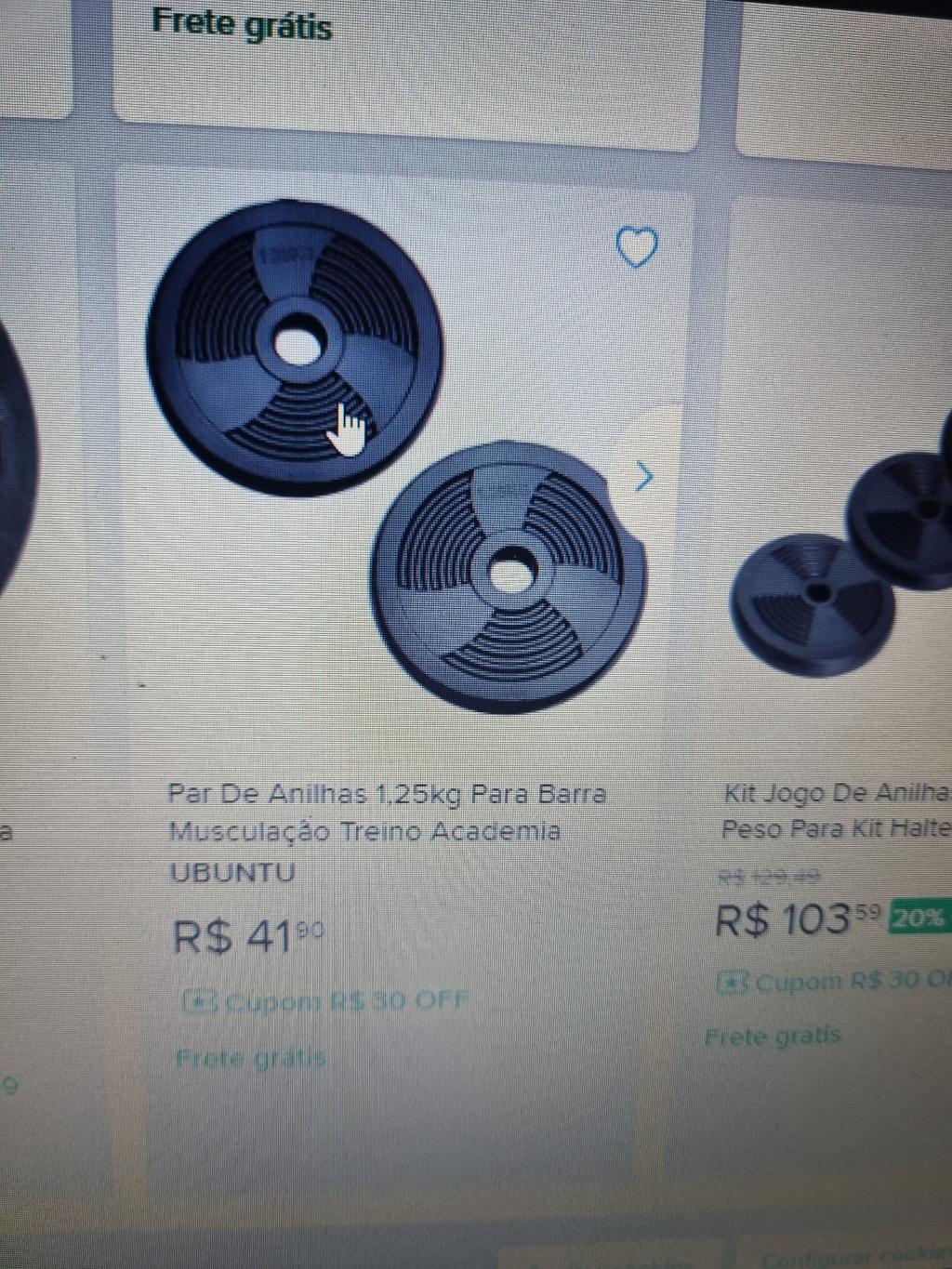 Par de Anilhas 1,25kg para Barra