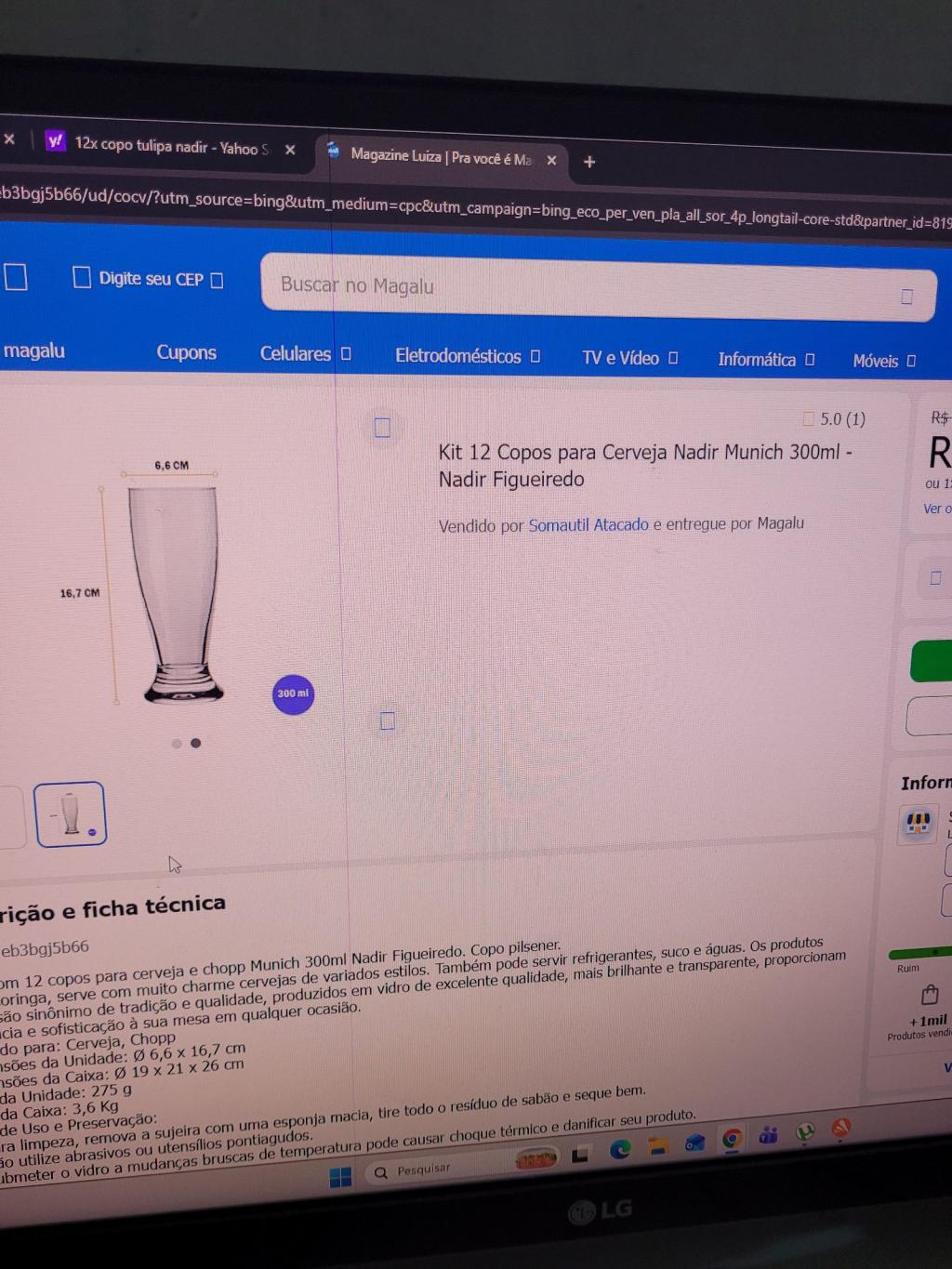 Kit 12 Copos para Cerveja Nadir Munich 300ml