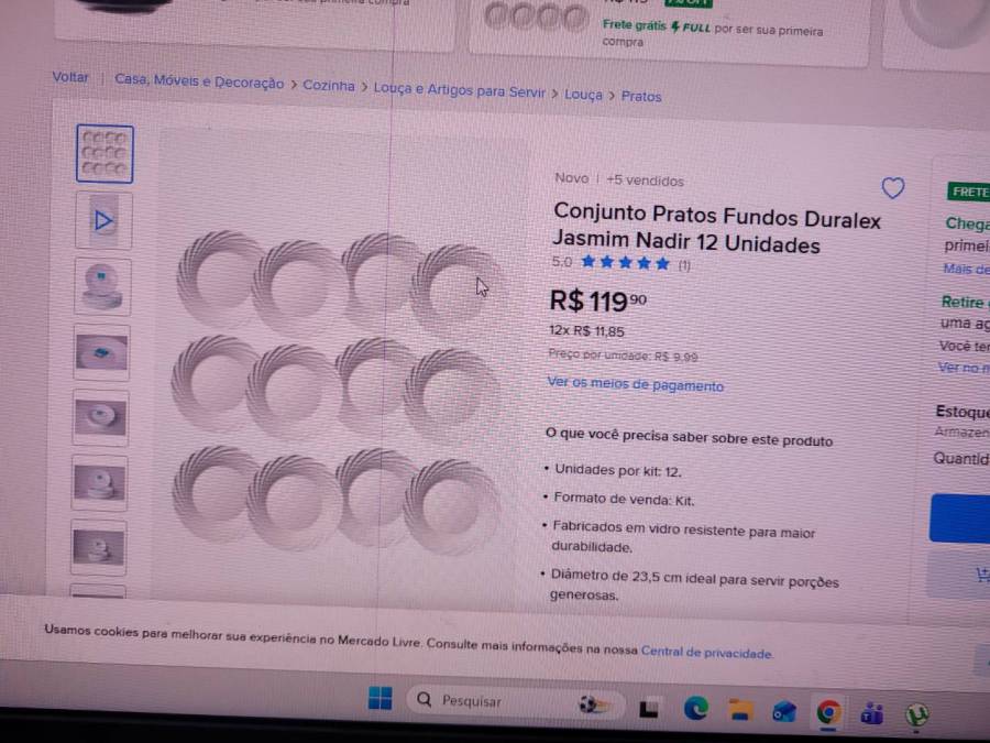 Conjunto Pratos Fundos Duralex Jasmim Nadir 12 Unidades