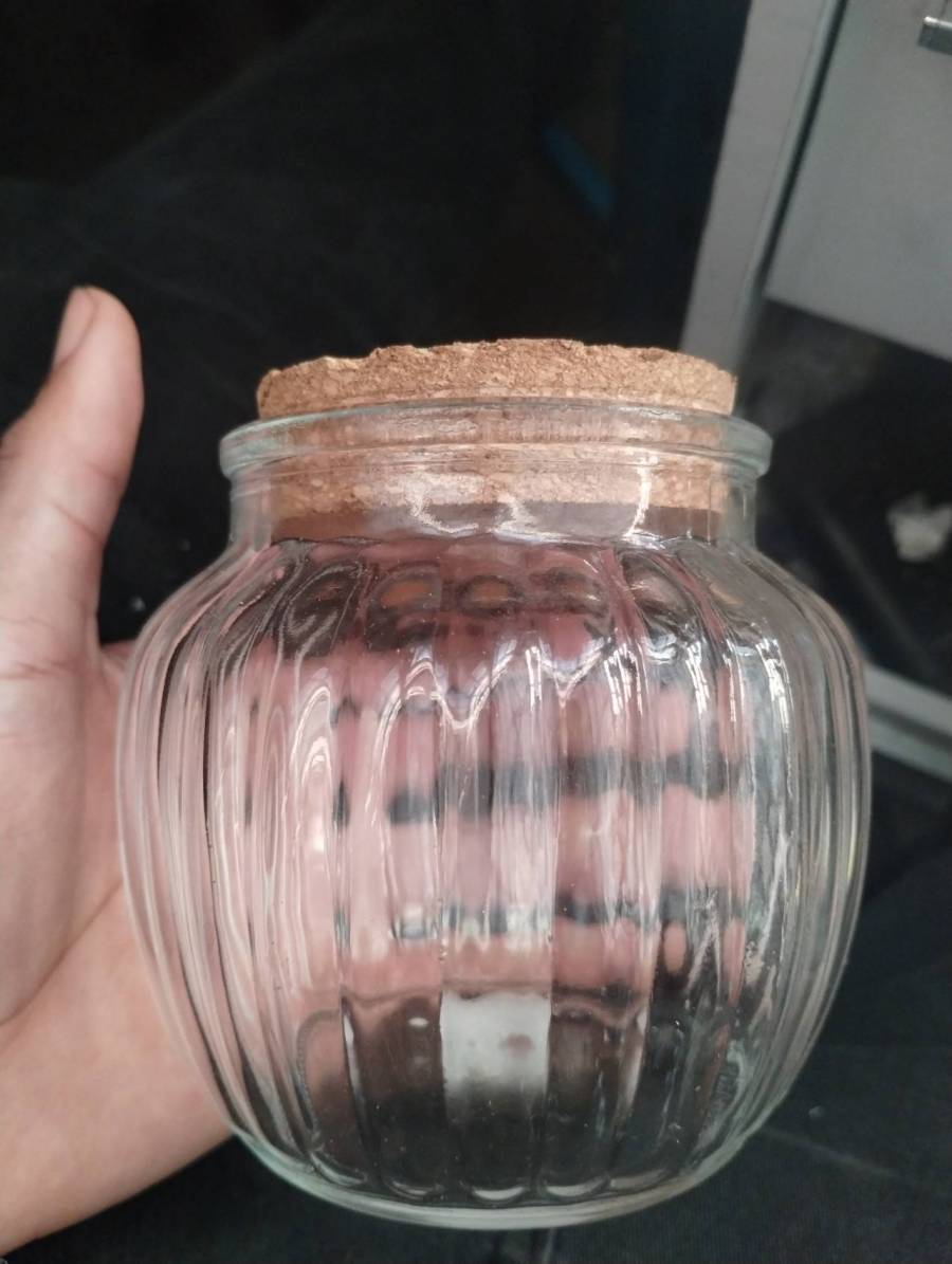 Pote de vidro com tampa de rolha