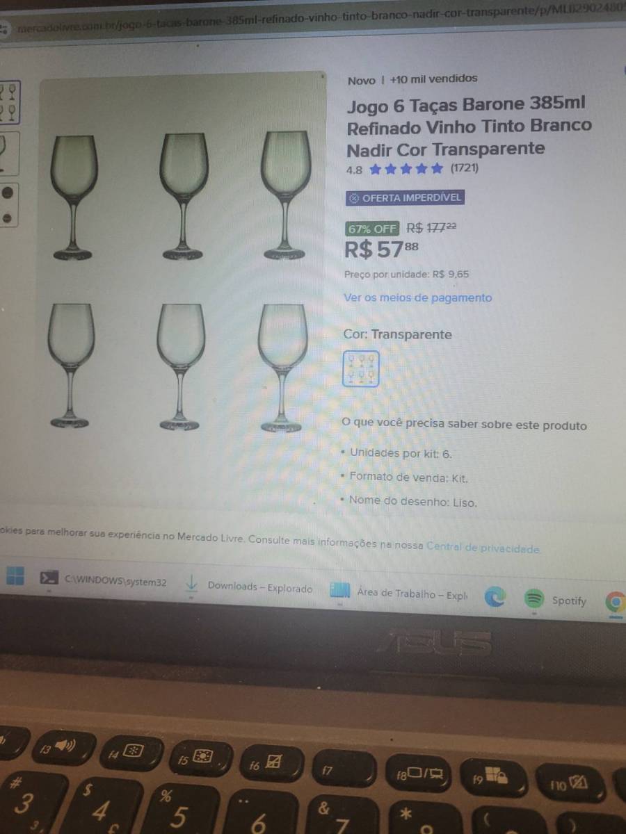 Jogo 6 Taças Barone 385ml Refinado Vinho Tinto Branco