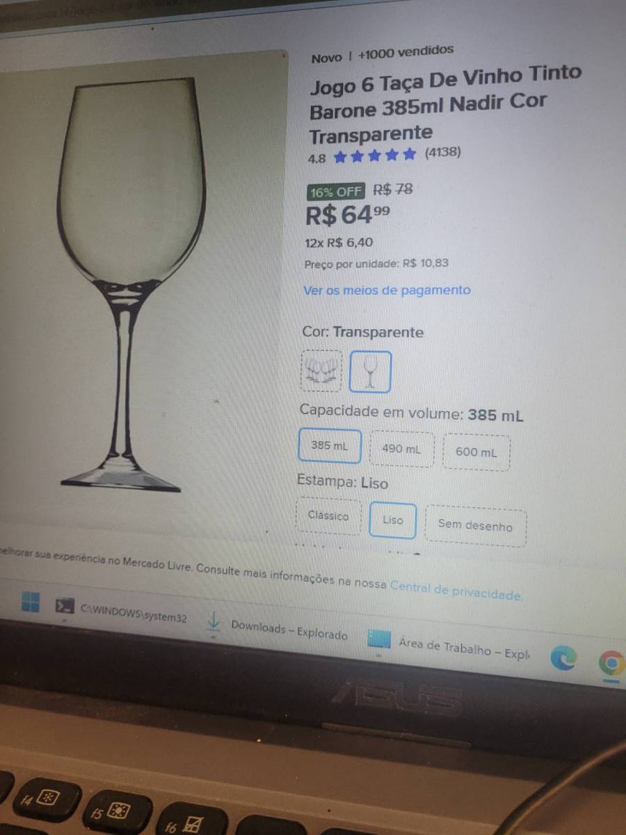 Jogo 6 Taça De Vinho Tinto Barone 385ml