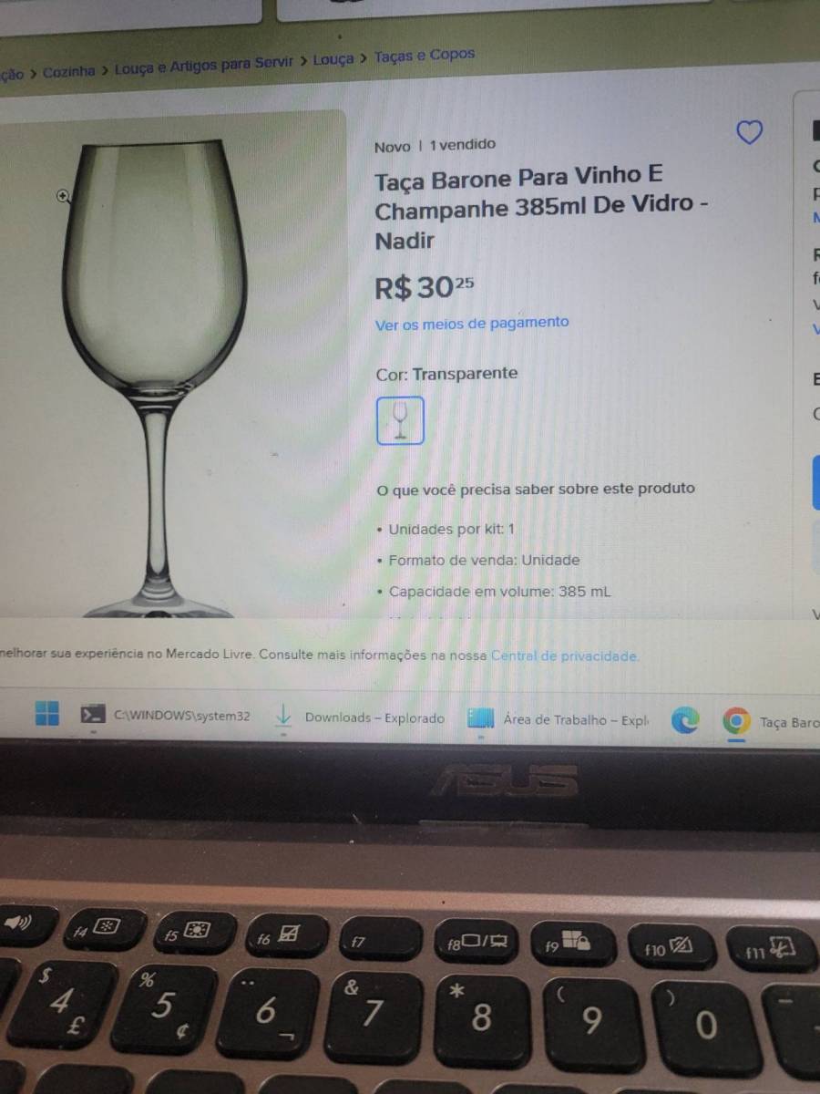 Taça Barone para Vinho e Champanhe de vidro