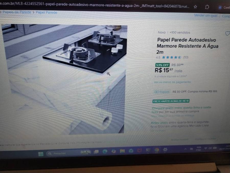 Papel Parede Autoadesivo Marmore Resistente A Água