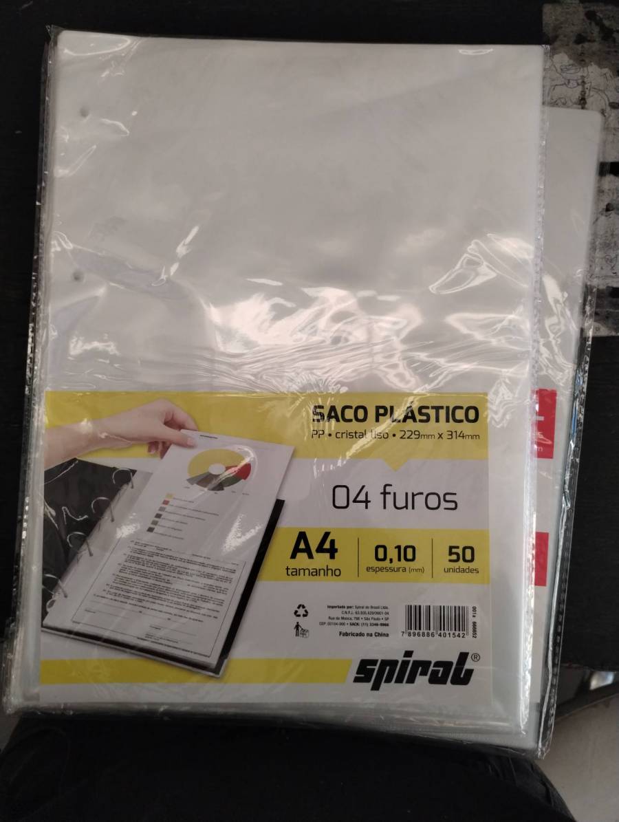 Saco plástico PP cristal liso com 4 furos