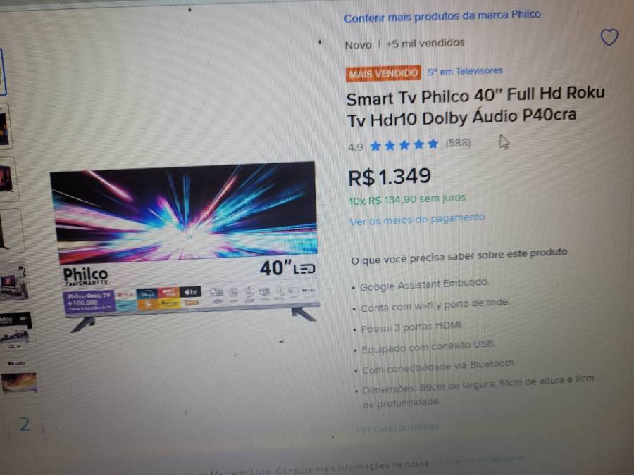 Smart TV Philco 40" Full HD Roku TV HDR10 Dolby Áudio