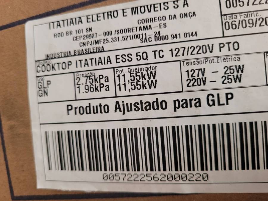 Cooktop Itatiaia ESS 5Q TC 127/220V Preto