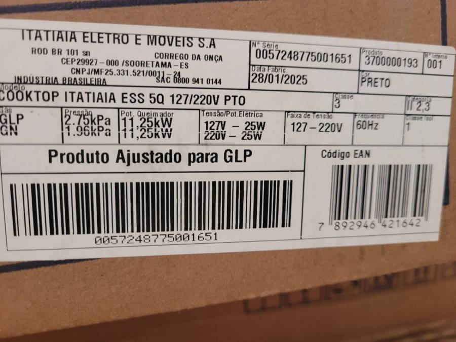 Cooktop Itatiaia ESS 5Q 127/220V Preto
