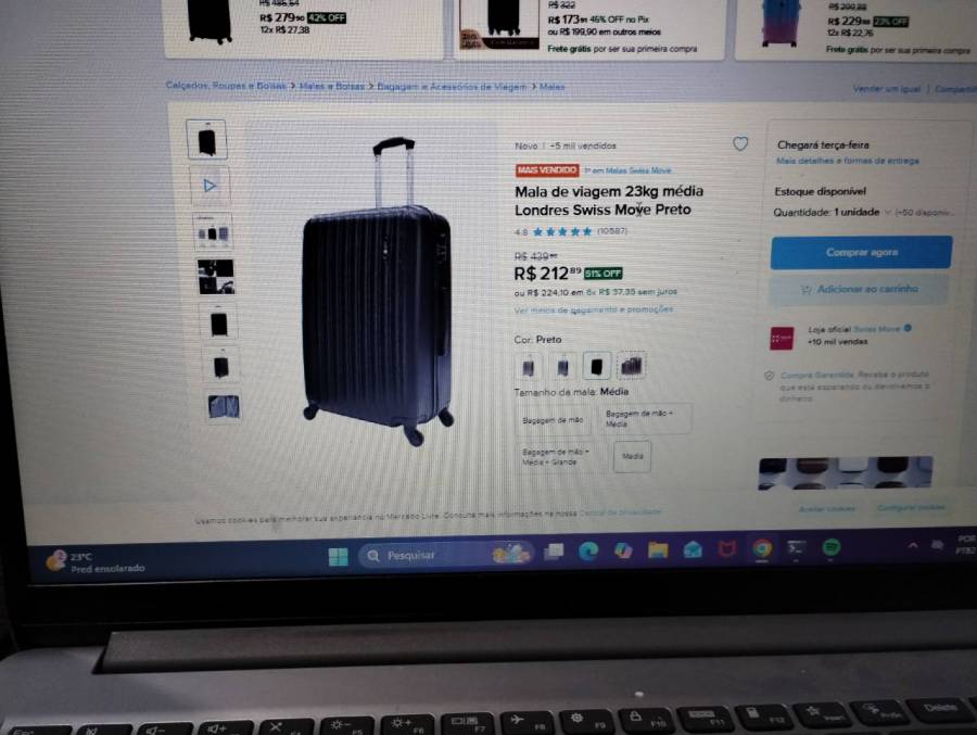 Mala de viagem 23kg média