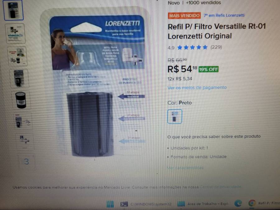 Refil para filtro de água Versatille Rt-01