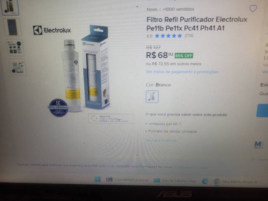Filtro Refil Purificador Electrolux Pe11b Pe11x Pc41 Ph41 A1