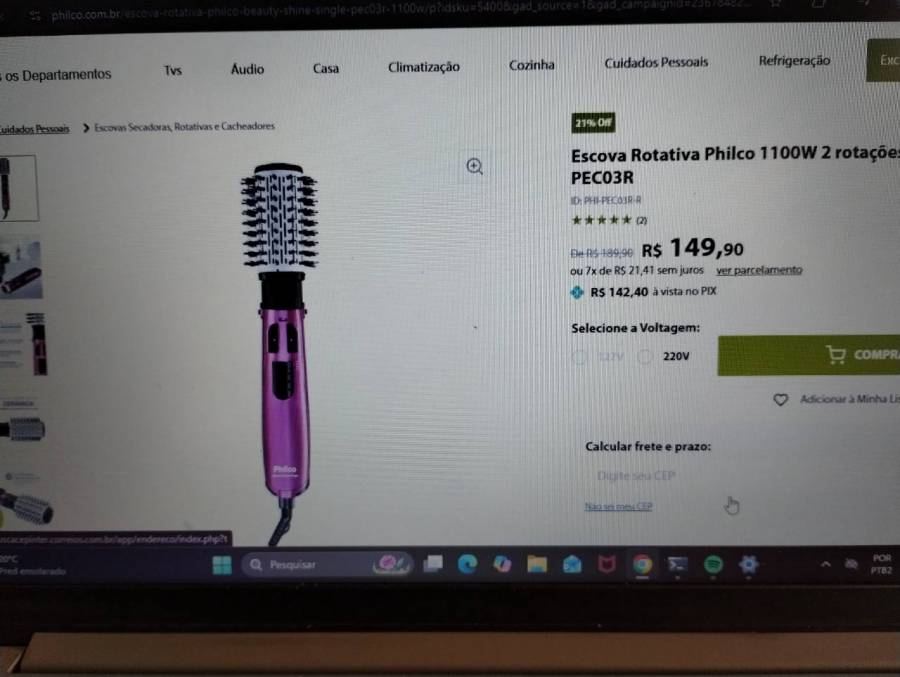Escova Rotativa Philco 1100W 2 rotações PEC03R