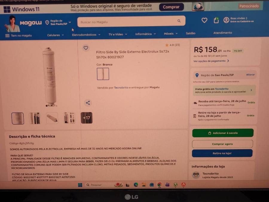 Filtro Side By Side Externo Electrolux Ss72x Sh70x