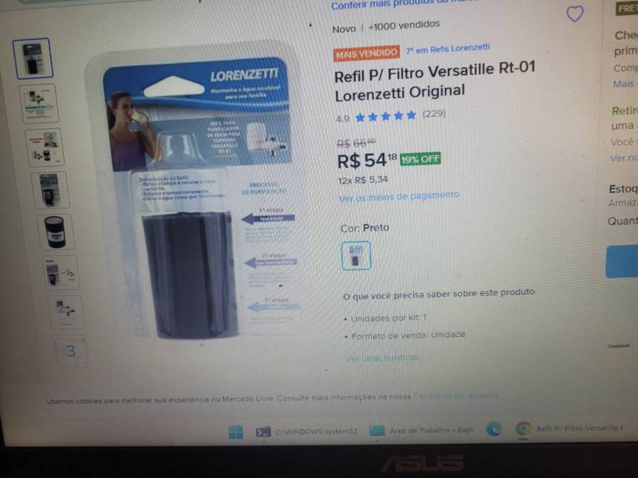 Refil para filtro de água Versatille Rt-01