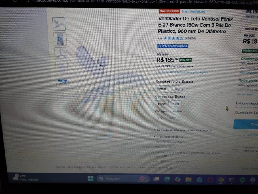 Ventilador de teto Ventisol Fênix E-27