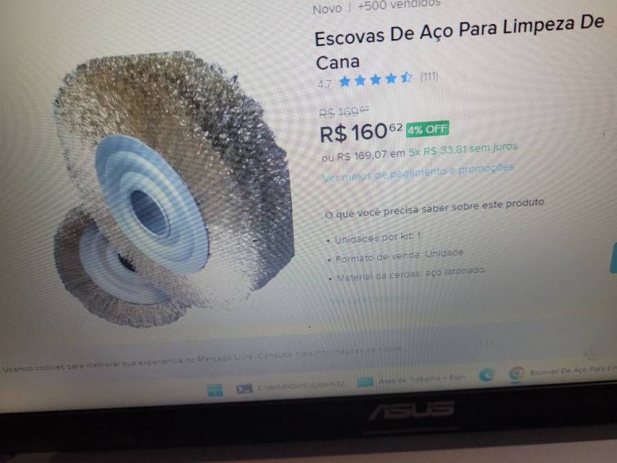 Escova de aço para limpeza de cana