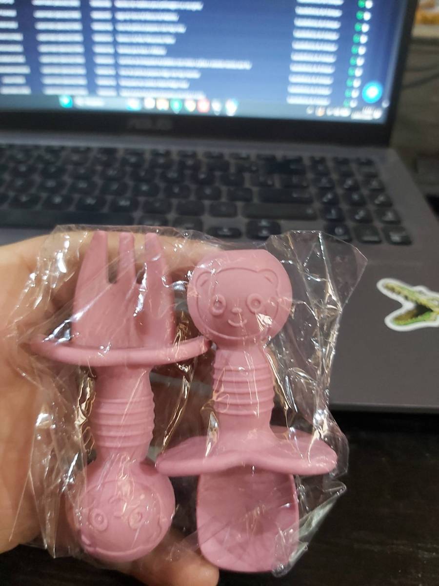 Kit talheres infantil de silicone com garfo e colher