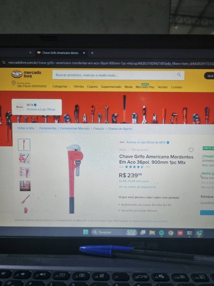 Chave Grifo Americano Mordentes em Aço 36pol. 900mm