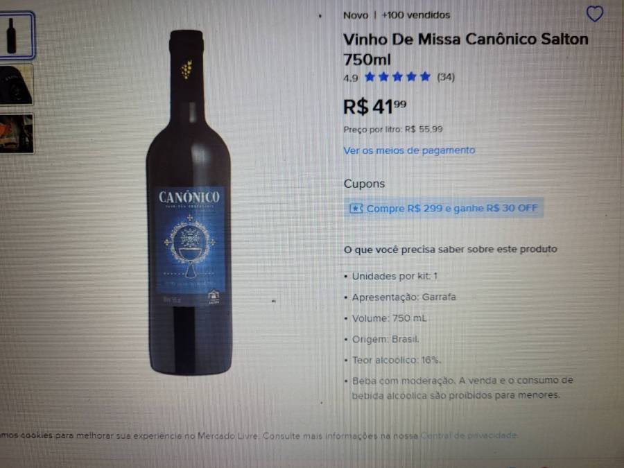 Vinho De Missa Canônico Salton 750ml
