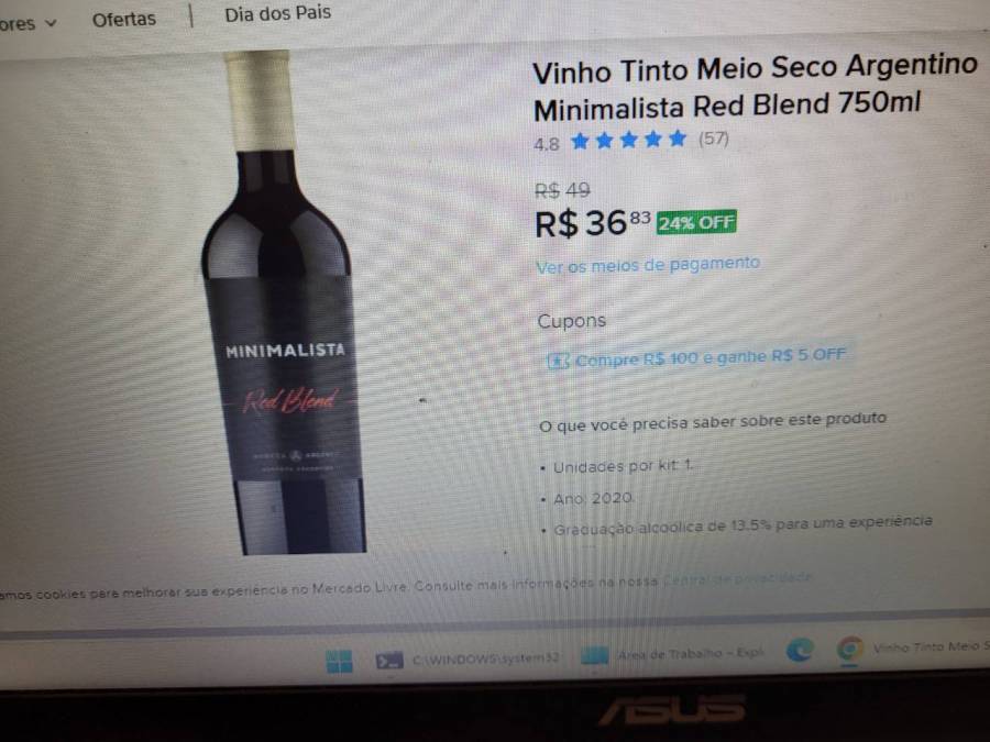 Vinho Tinto Meio Seco Argentino Minimalista Red Blend