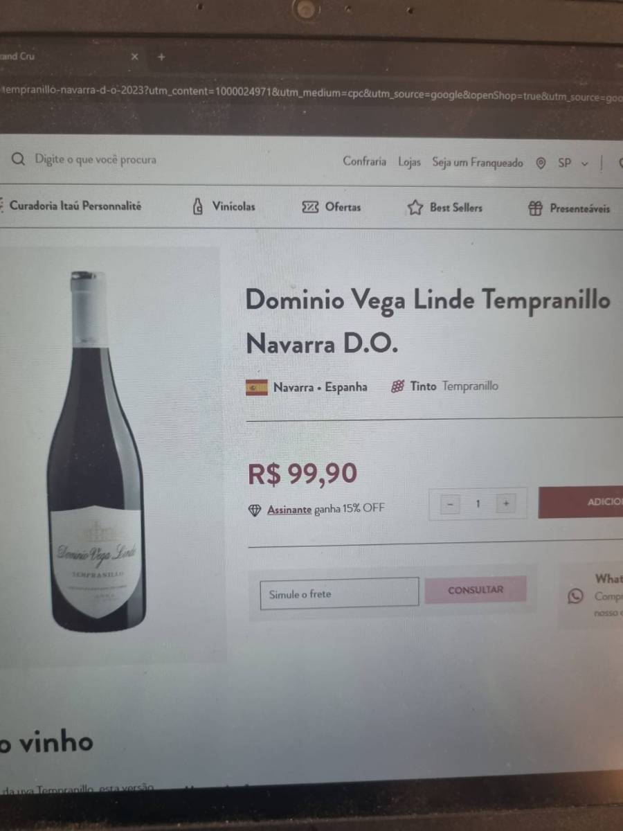 Vinho tinto Dominio Vega Linde Tempranillo Navarra D.O.