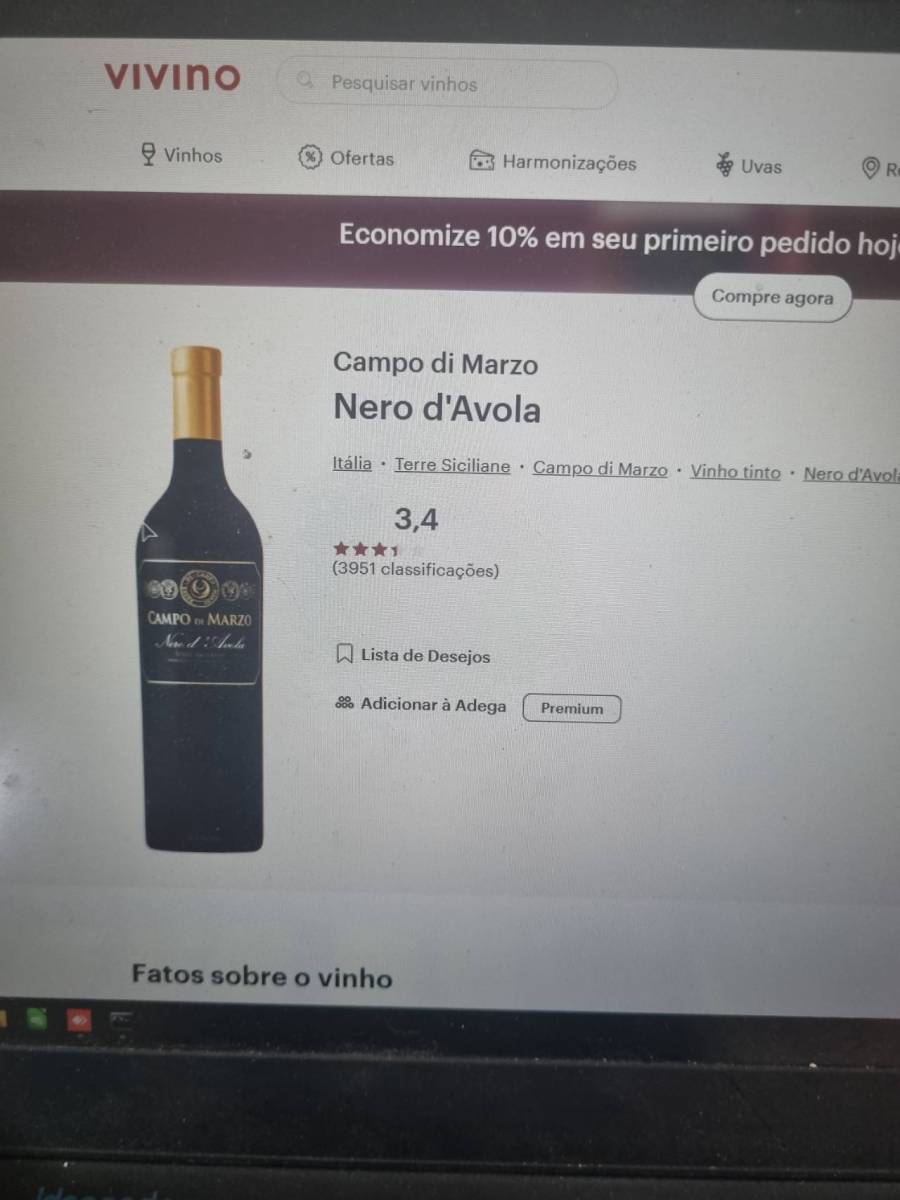 Vinho tinto Nero d'Avola Campo di Marzo