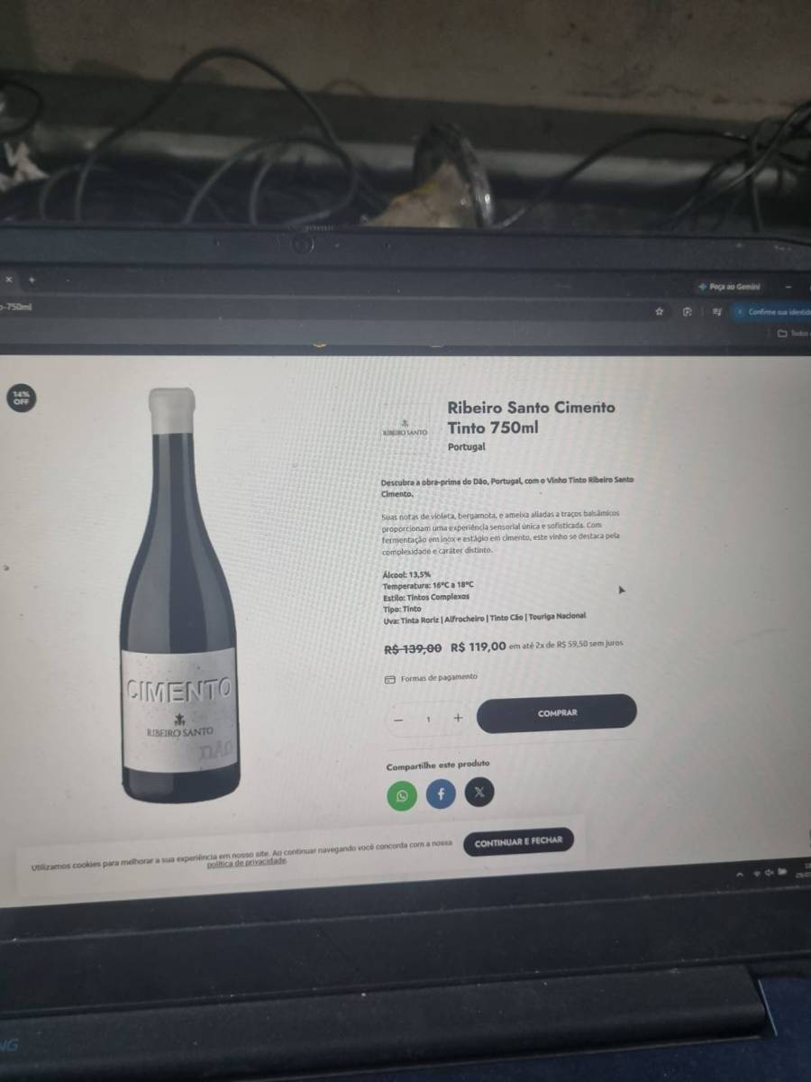 Vinho Ribeiro Santo Cimento 750ml