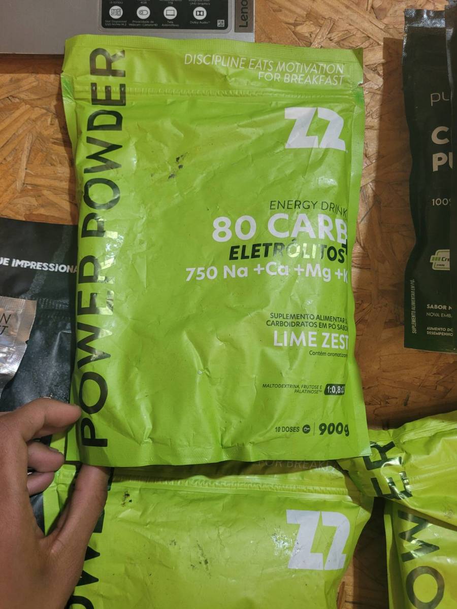 Suplemento alimentar em pó sabor Lime Zest com eletrólitos e carboidratos