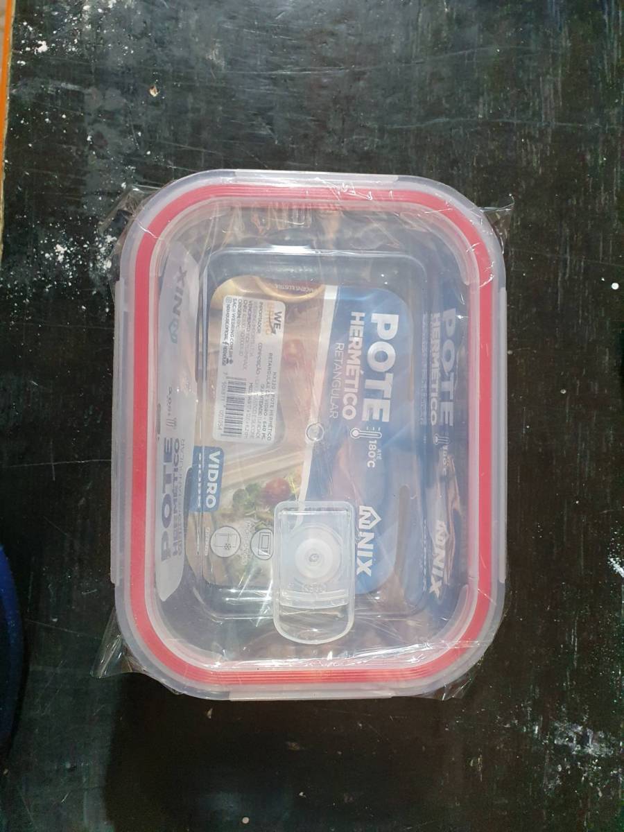 Pote hermético retangular de vidro