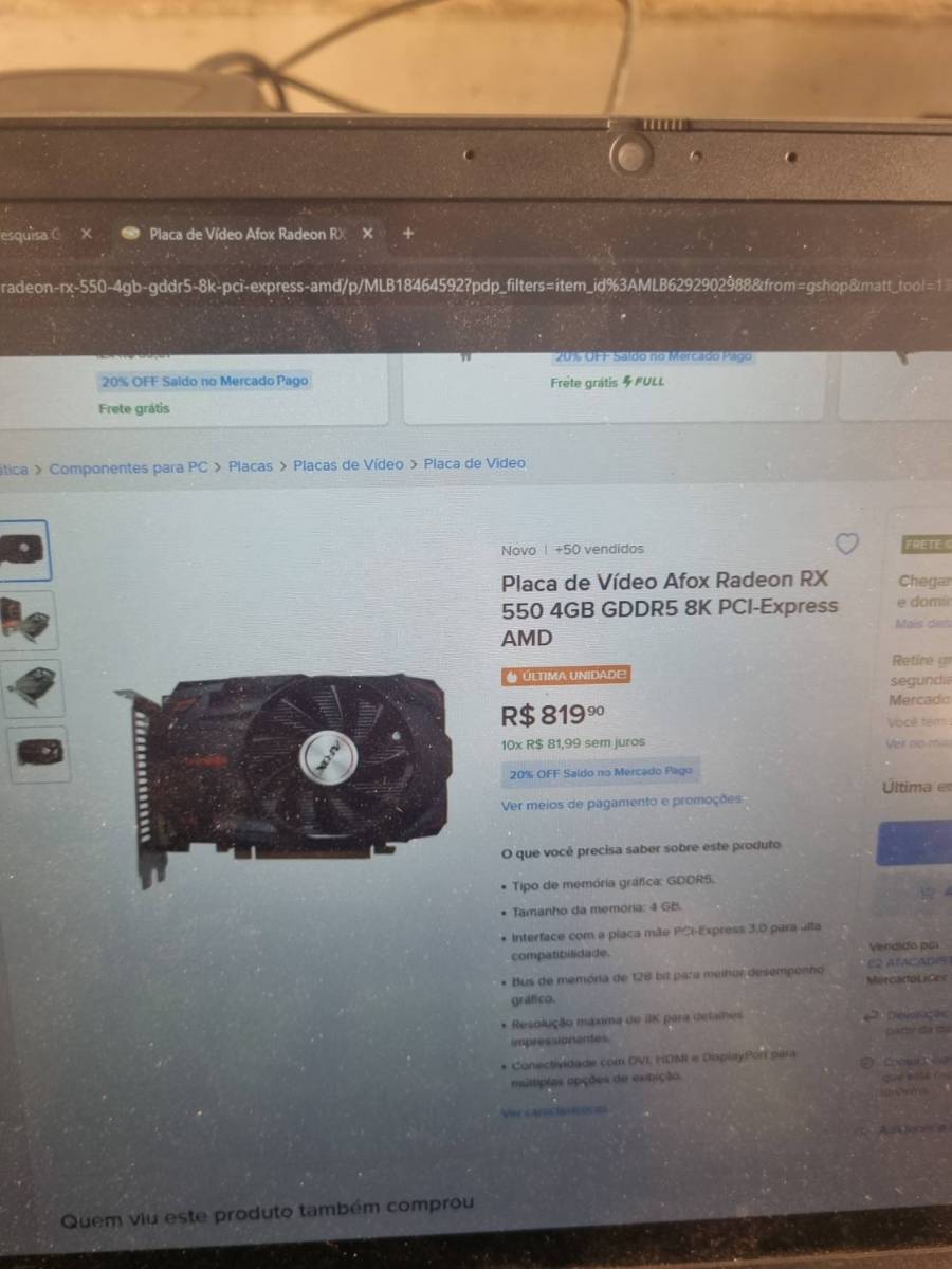 Placa de Vídeo Afox Radeon RX 550 4GB GDDR5 8K PCI-Express AMD