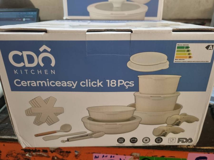 Conjunto de potes com tampa Ceramiceasy click 18 peças