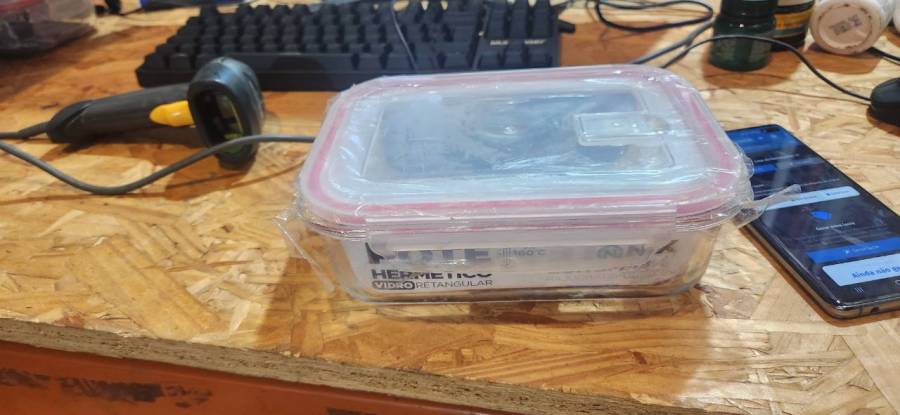 Pote hermético de vidro retangular com tampa de silicone
