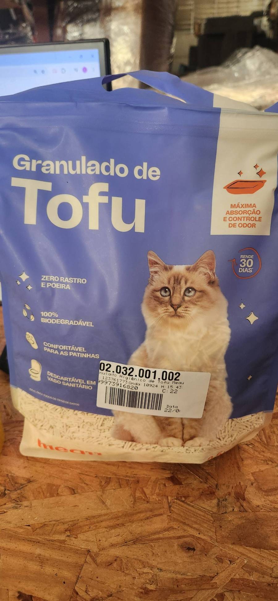 Granulado higiênico de tofu para gatos