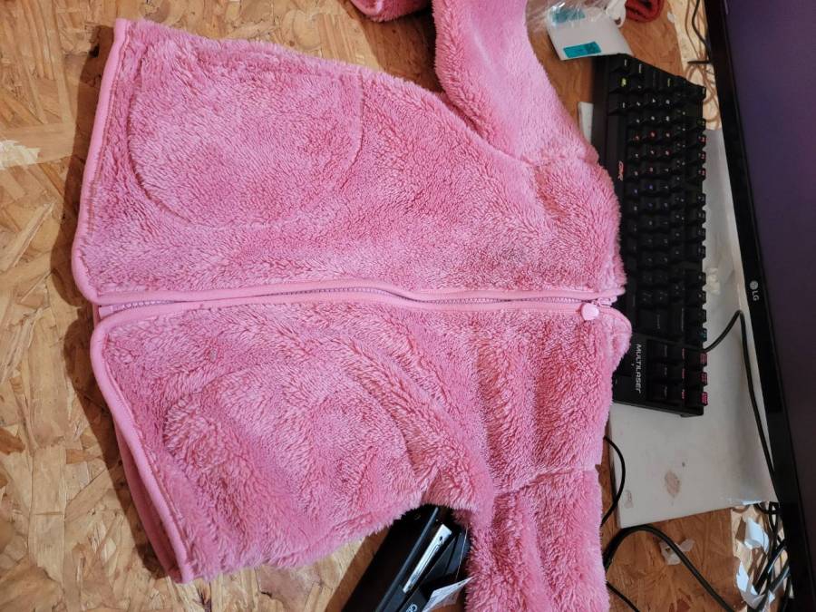 Casaco infantil de pelúcia com zíper