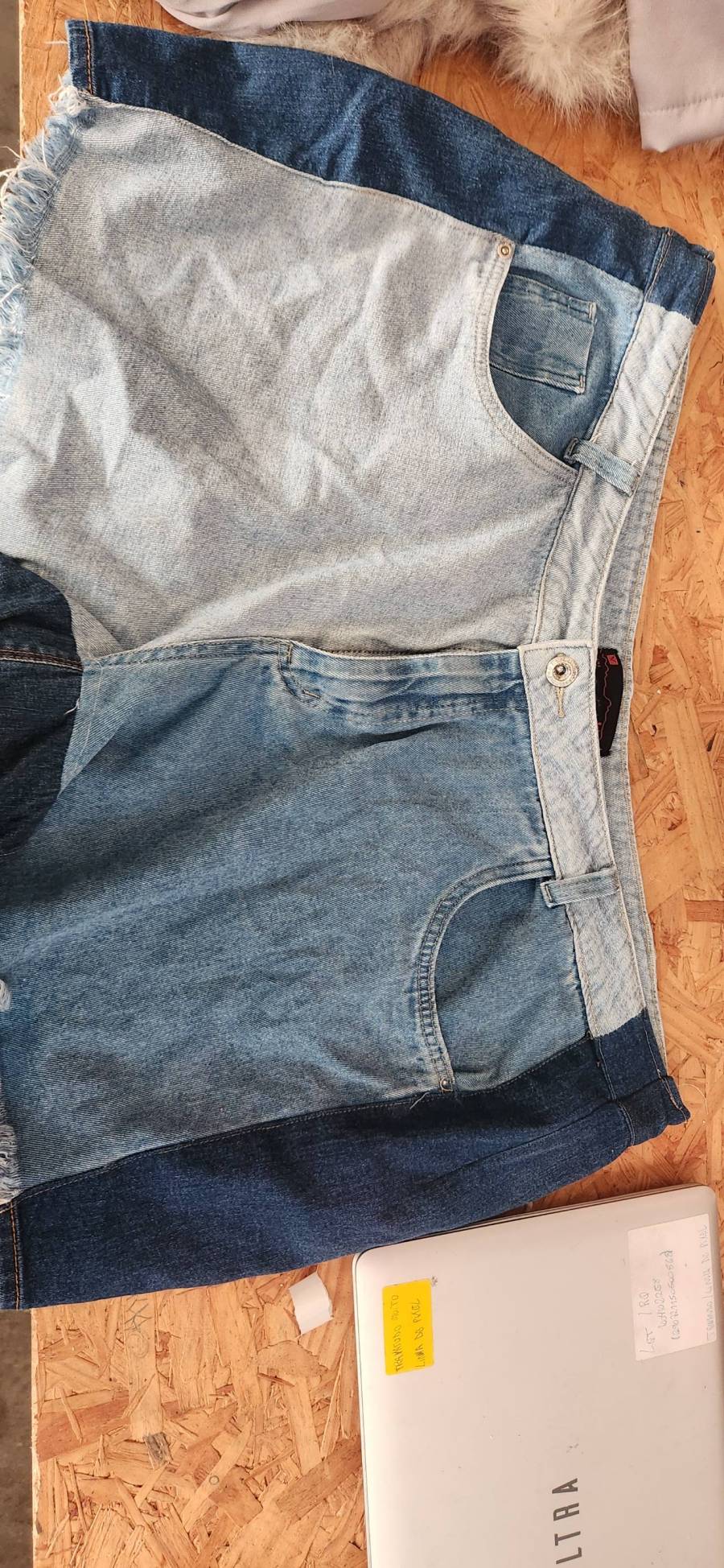 Shorts jeans feminino patchwork
