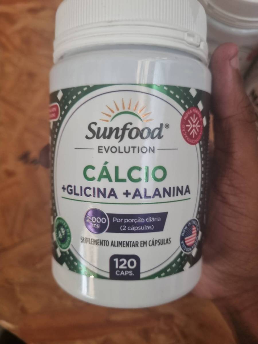 Suplemento alimentar em cápsulas de Cálcio com Glicina e Alanina