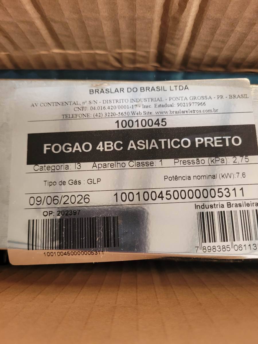Fogão 4 bocas asiático preto