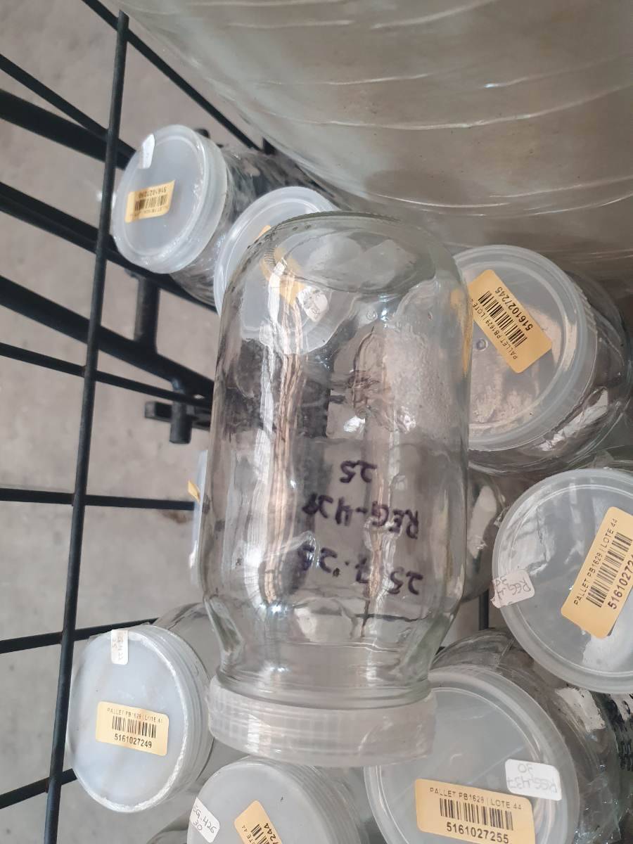 Pote de vidro com tampa plástica