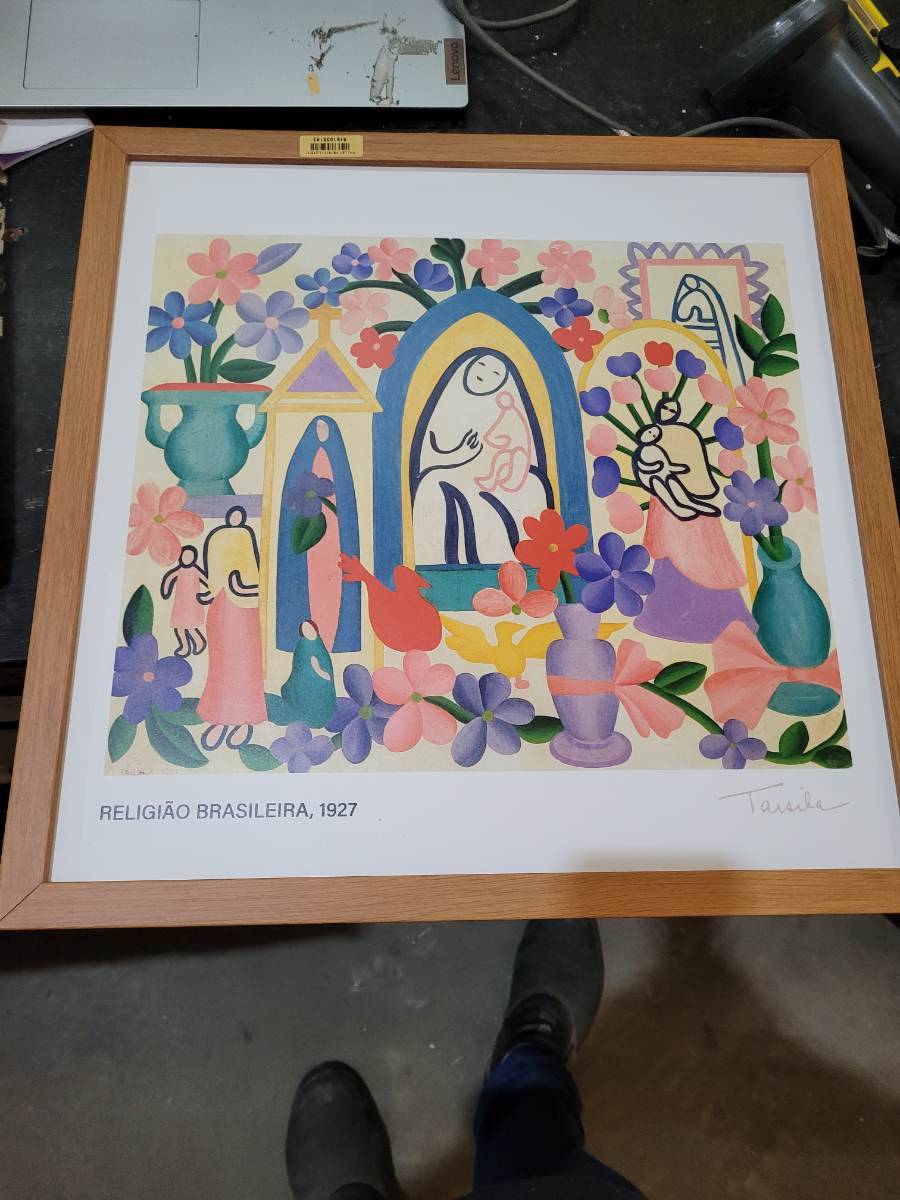 Quadro decorativo com arte intitulada 'Religião Brasileira, 1927'