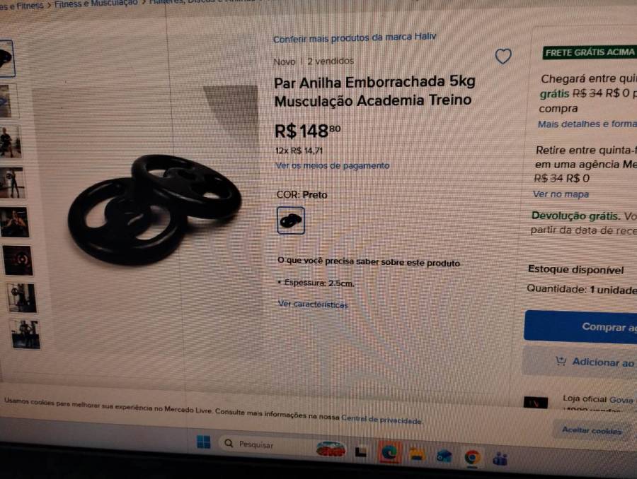 Par Anilha Emborrachada 5kg Musculação Academia Treino