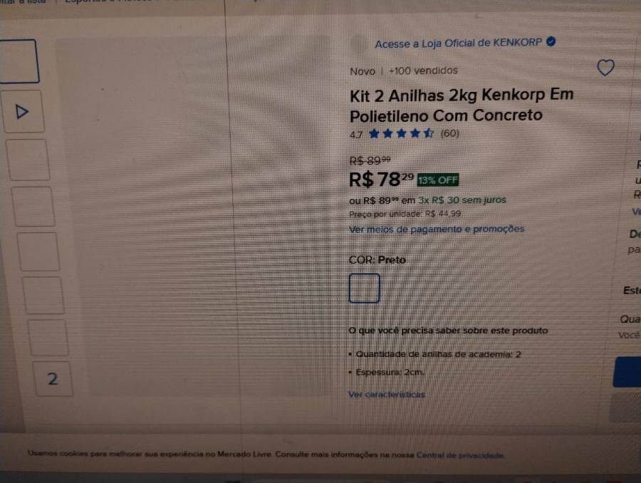 Kit 2 Anilhas 2kg Kenkorp em Polietileno com Concreto