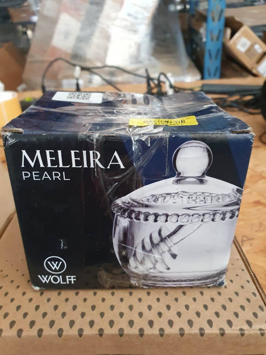 Meleira de vidro com tampa e colher