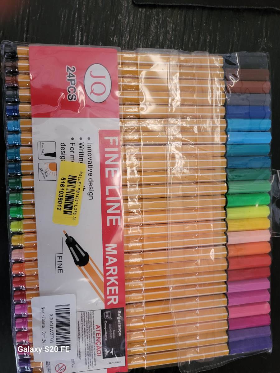 Conjunto de canetas marcadoras coloridas Fine Line Marker 24 peças