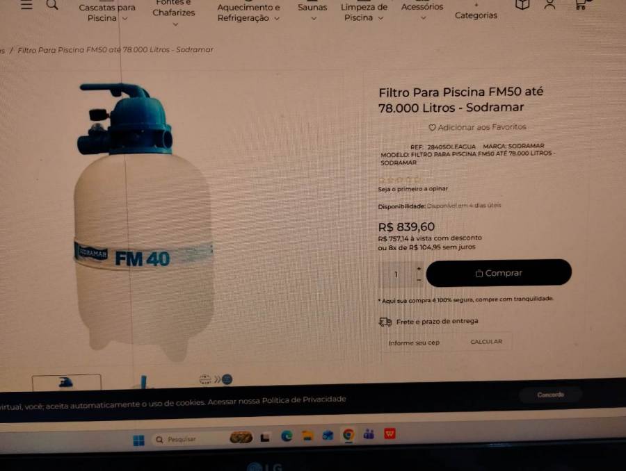 Filtro para piscina FM50 até 78.000 litros