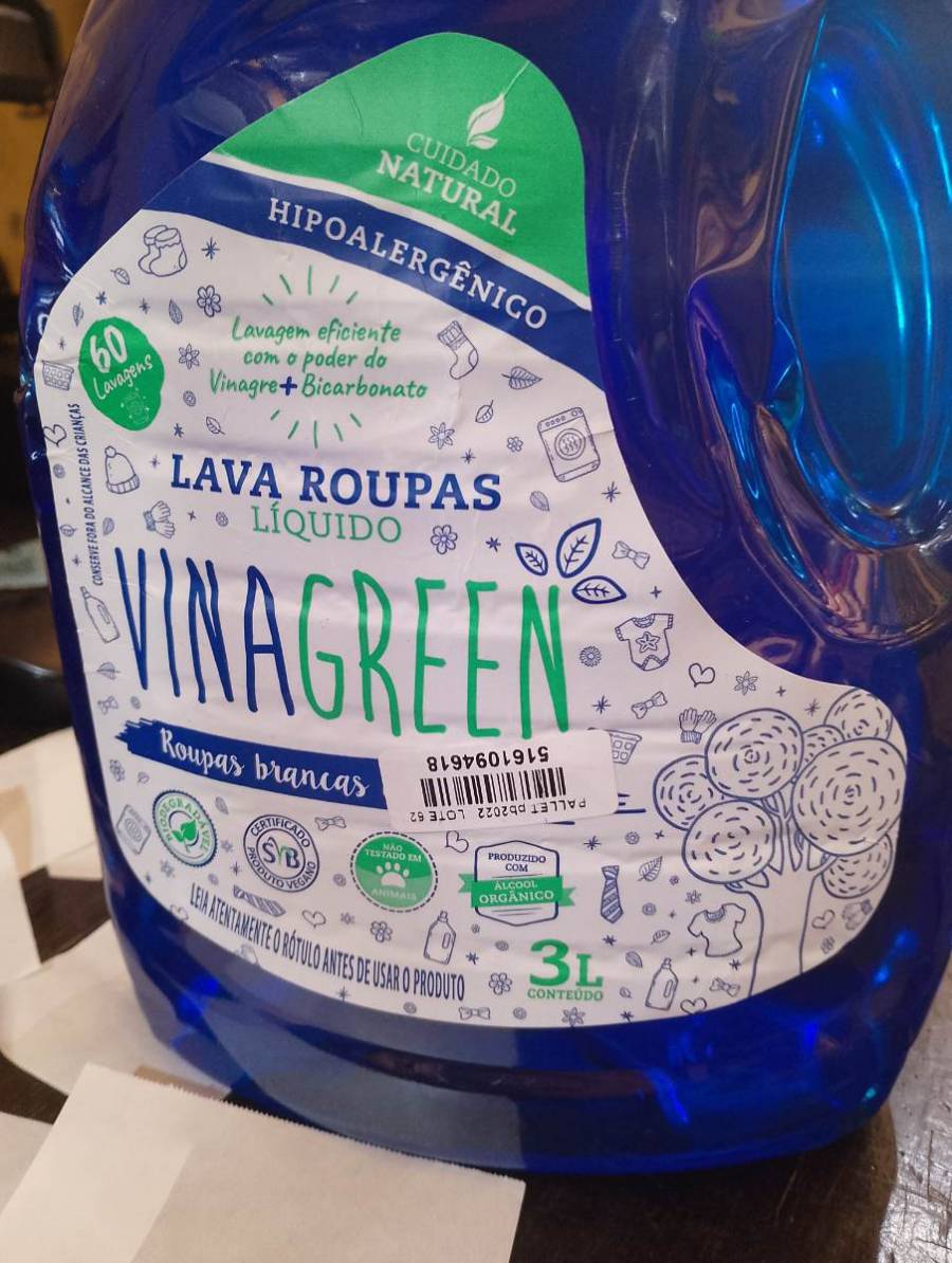 Lava Roupas Líquido Vinagreen para Roupas Brancas